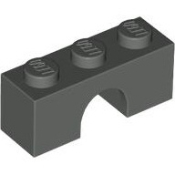 Lego kostka (kostička) most oblouk 1x3, tmavě šedá (449027, 4118870)